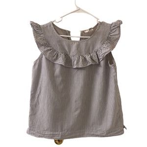 Adorable gray & white stripe LOFT ruffle top